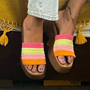 RAINBOW Sorbet, crochet sandals, like Free people